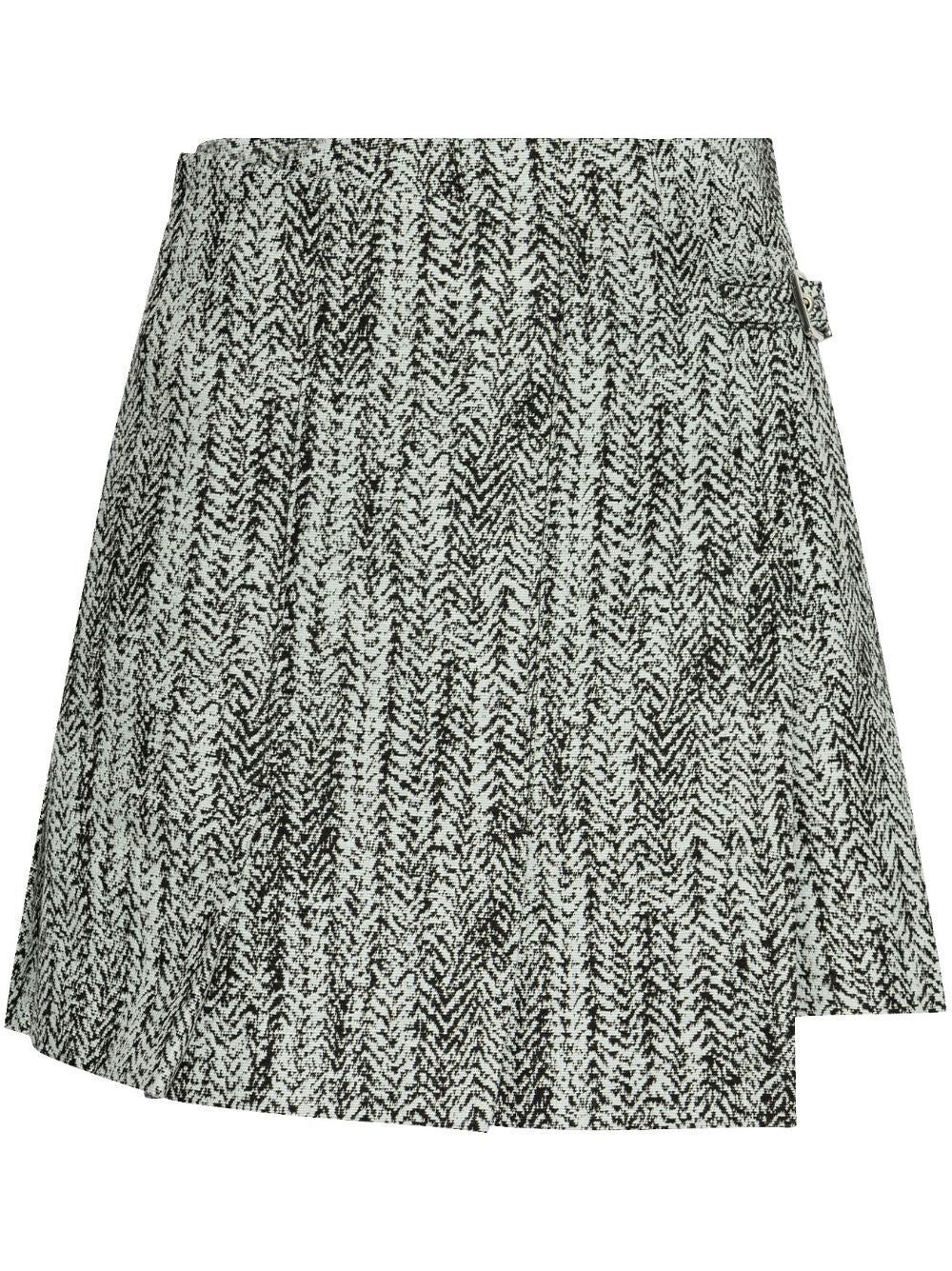 Cotton Tweed Wrap Mini Skirt