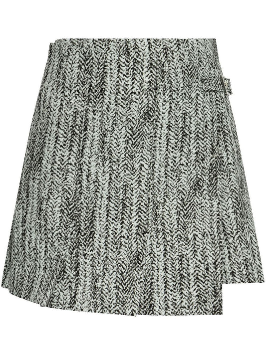 Cotton Tweed Wrap Mini Skirt