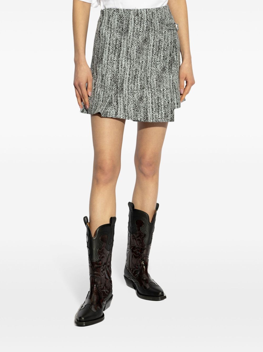 Cotton Tweed Wrap Mini Skirt