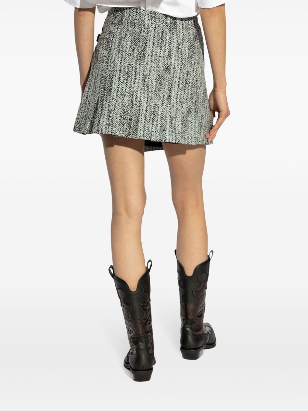 Cotton Tweed Wrap Mini Skirt