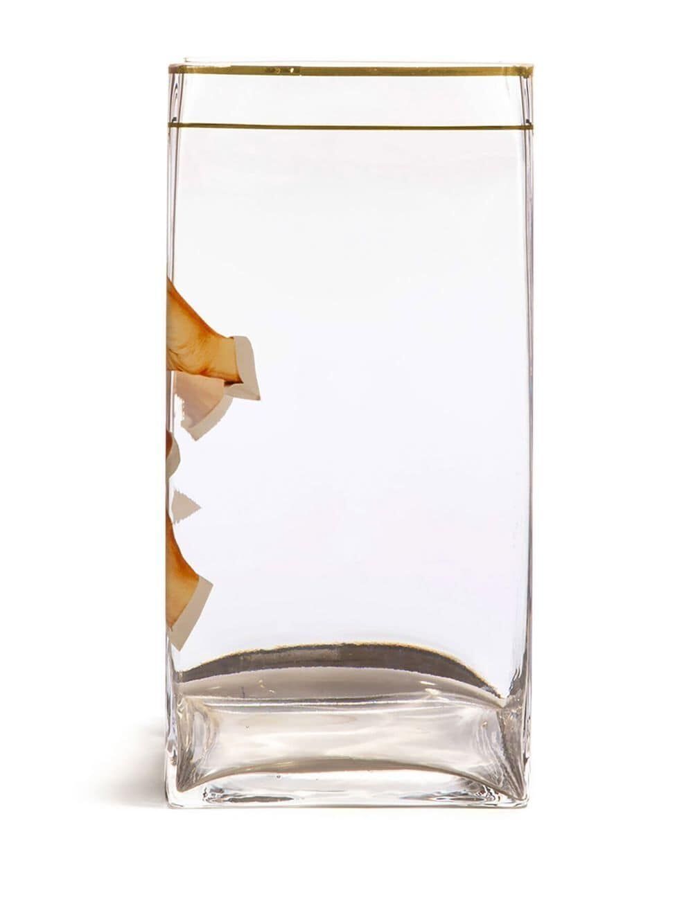 VASO IN VETRO "TOILETPAPER" Cm. 15x15 h.30 - LIPSTICKS