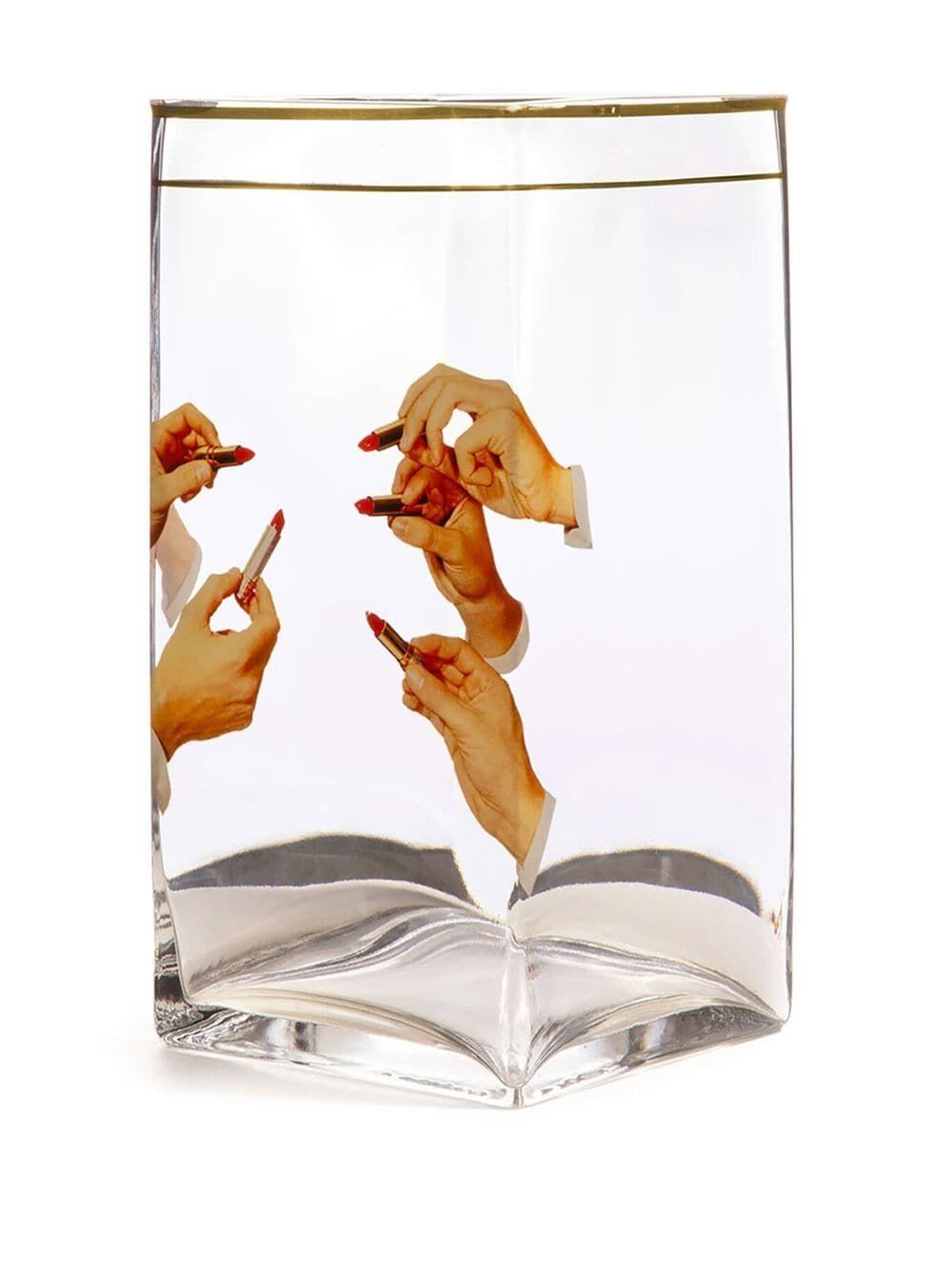 VASO IN VETRO "TOILETPAPER" Cm. 15x15 h.30 - LIPSTICKS