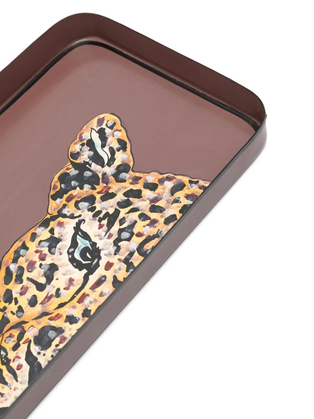 Fauna hand painted iron tray leopard (half 1)
