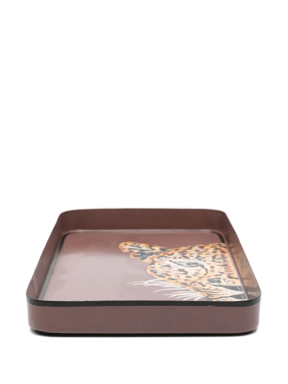 Fauna hand painted iron tray leopard (half 1)
