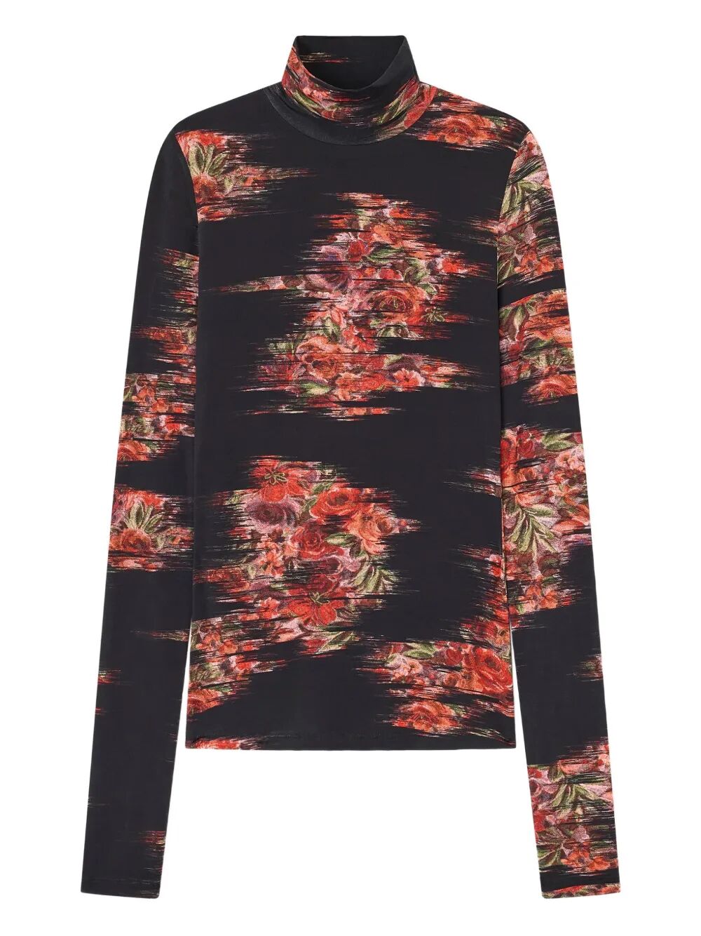 Printed Shiny Jersey Turtleneck