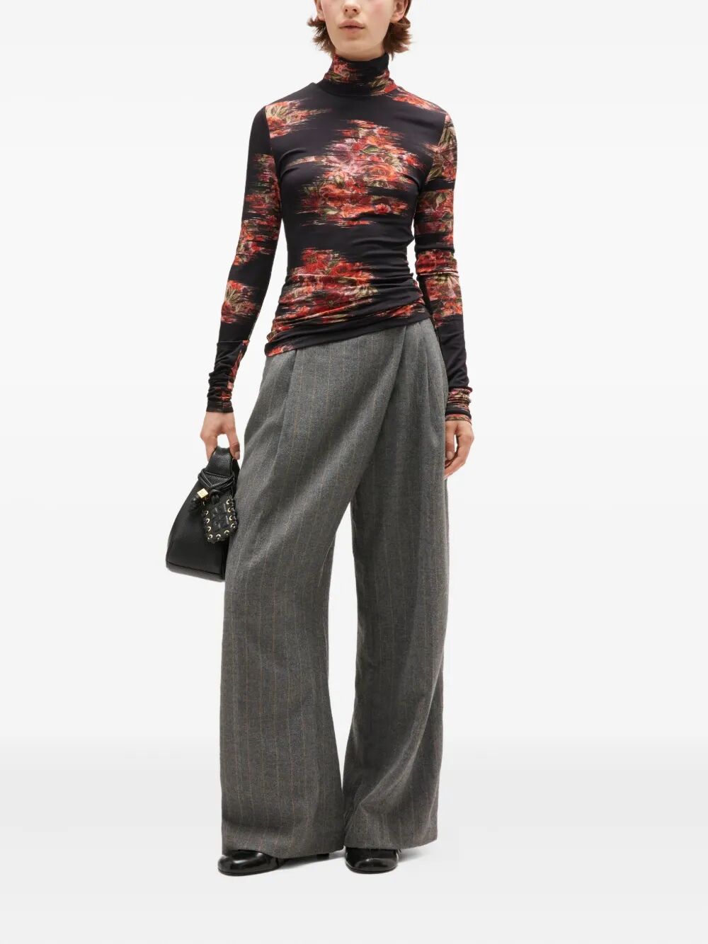 Printed Shiny Jersey Turtleneck