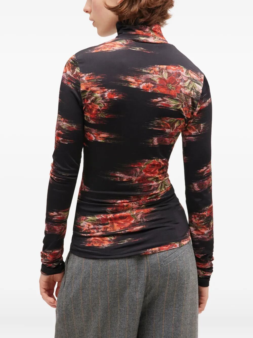 Printed Shiny Jersey Turtleneck