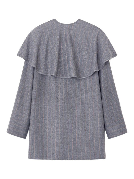 Brushed Wool Stripe Circle Collar Mini Dress