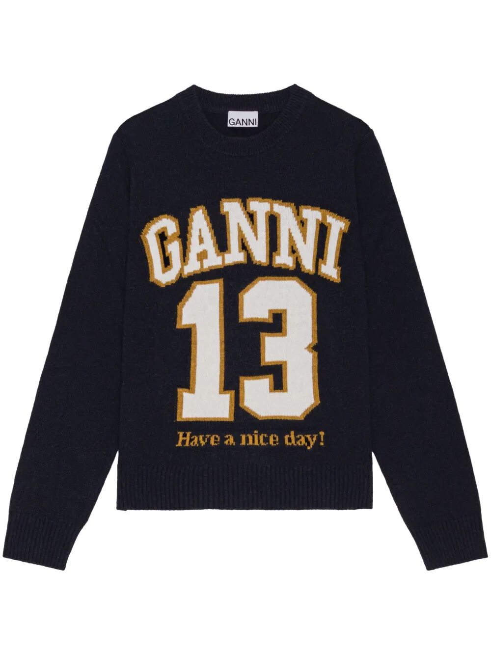 Graphic Wool Mix Baseball Crewneck