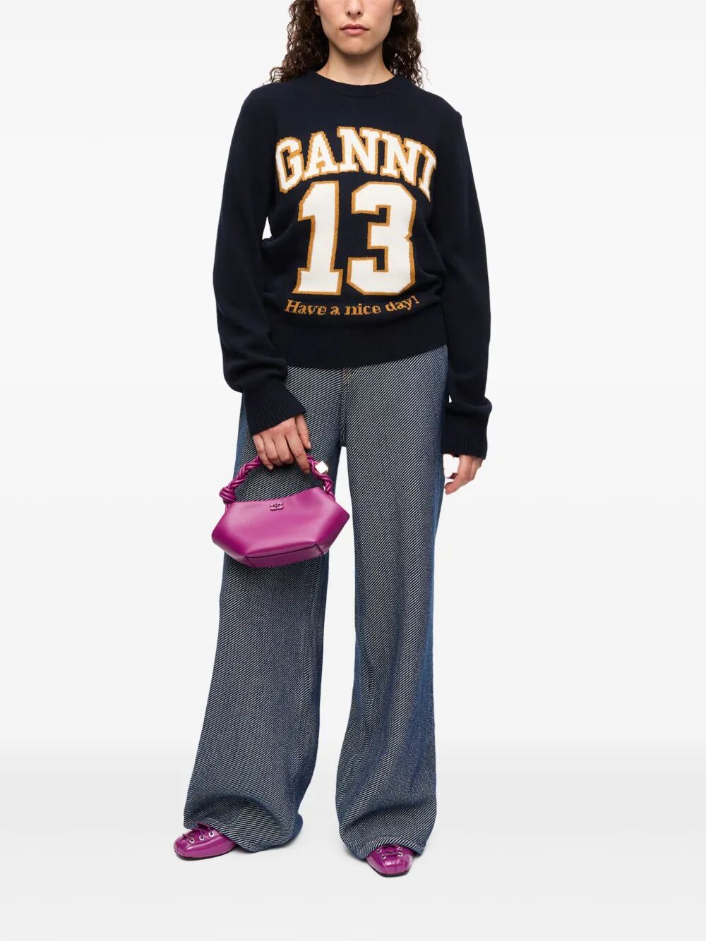 Graphic Wool Mix Baseball Crewneck