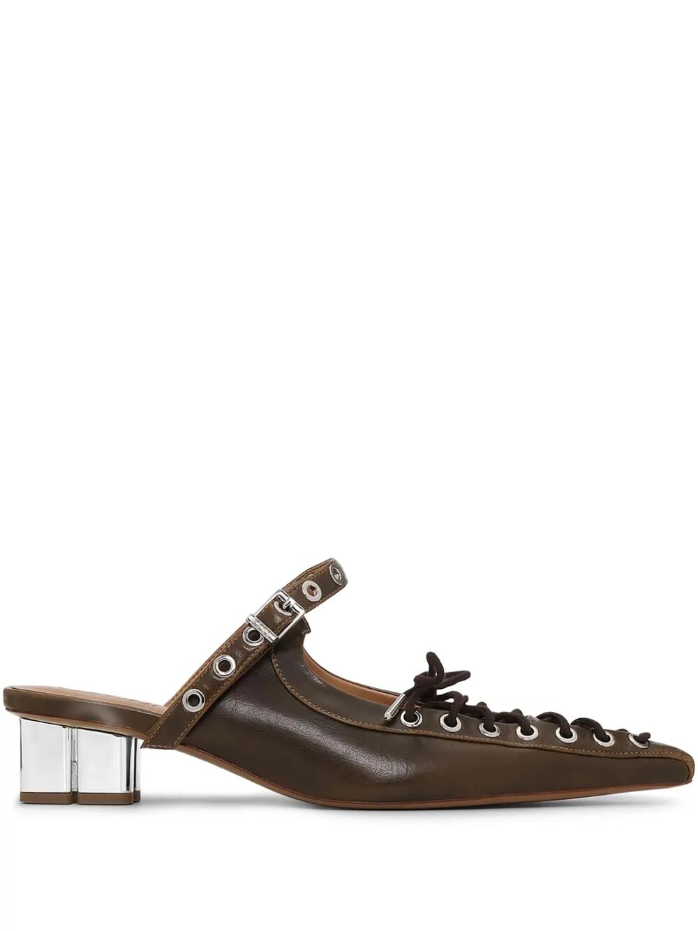 Eyelets Lace Up Mule Crinkle Oleatex