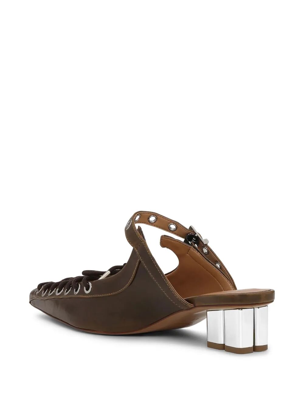 Eyelets Lace Up Mule Crinkle Oleatex