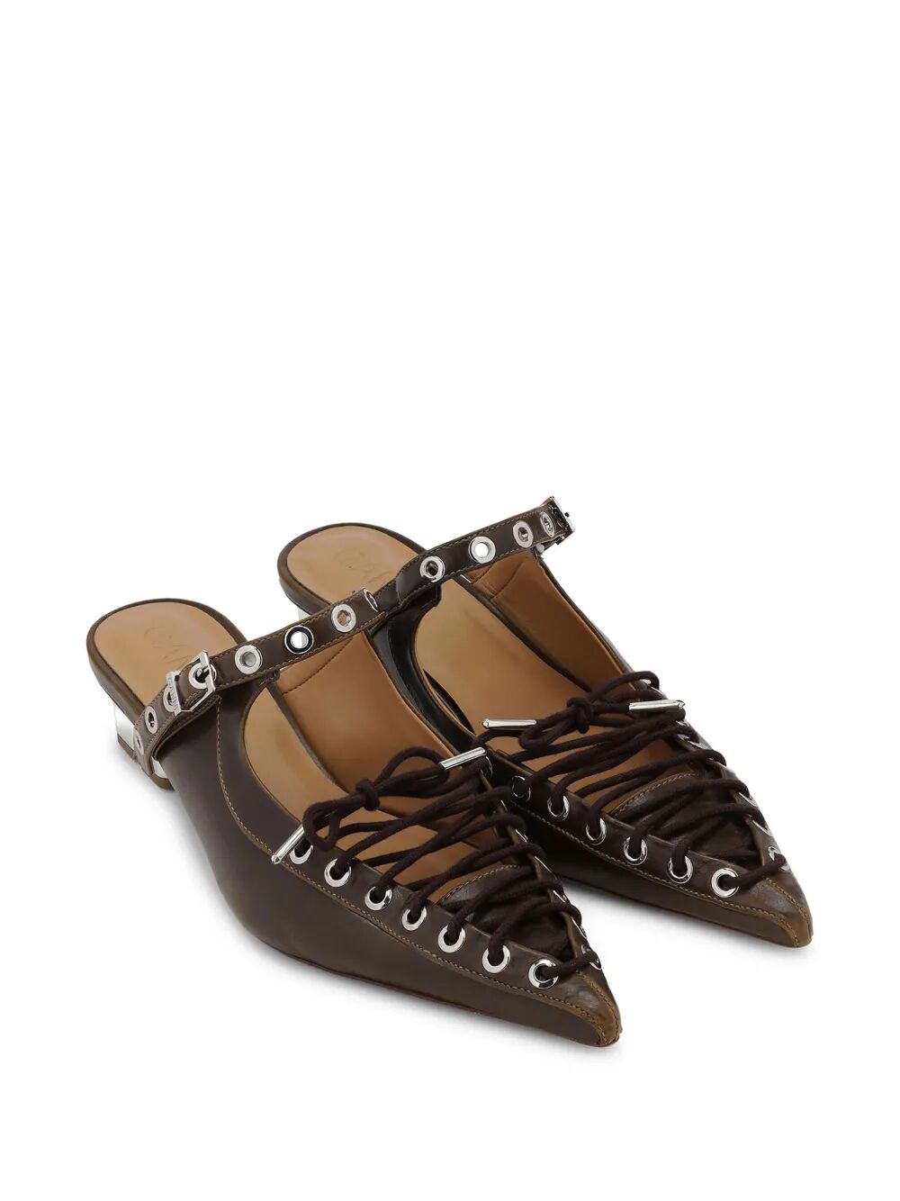 Eyelets Lace Up Mule Crinkle Oleatex