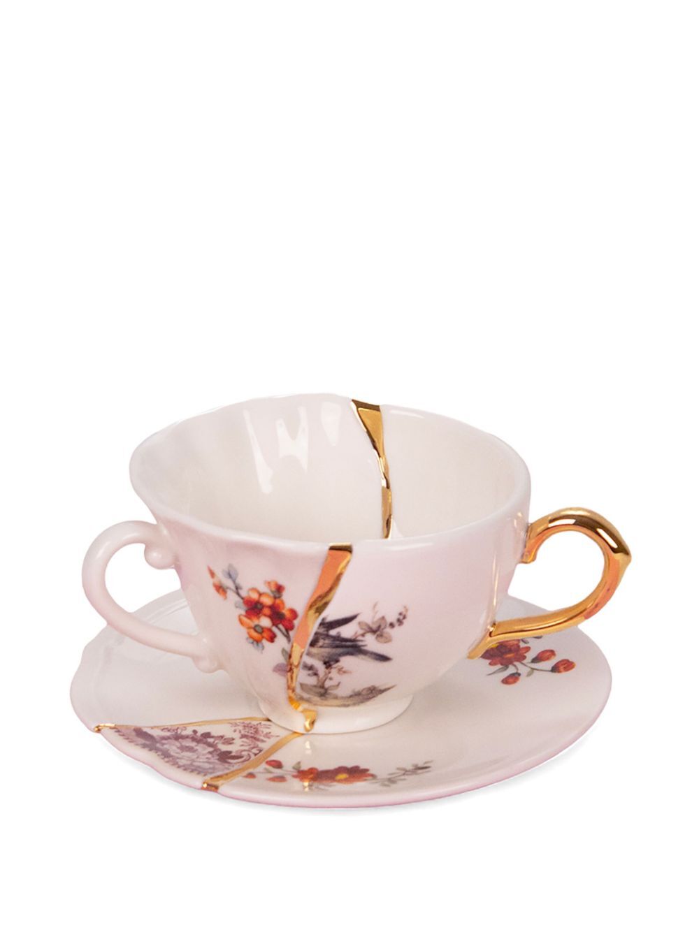 SET DA TE CON TAZZA E PIATTINO IN PORCELLANA E ORO "KINTSUGI" #1