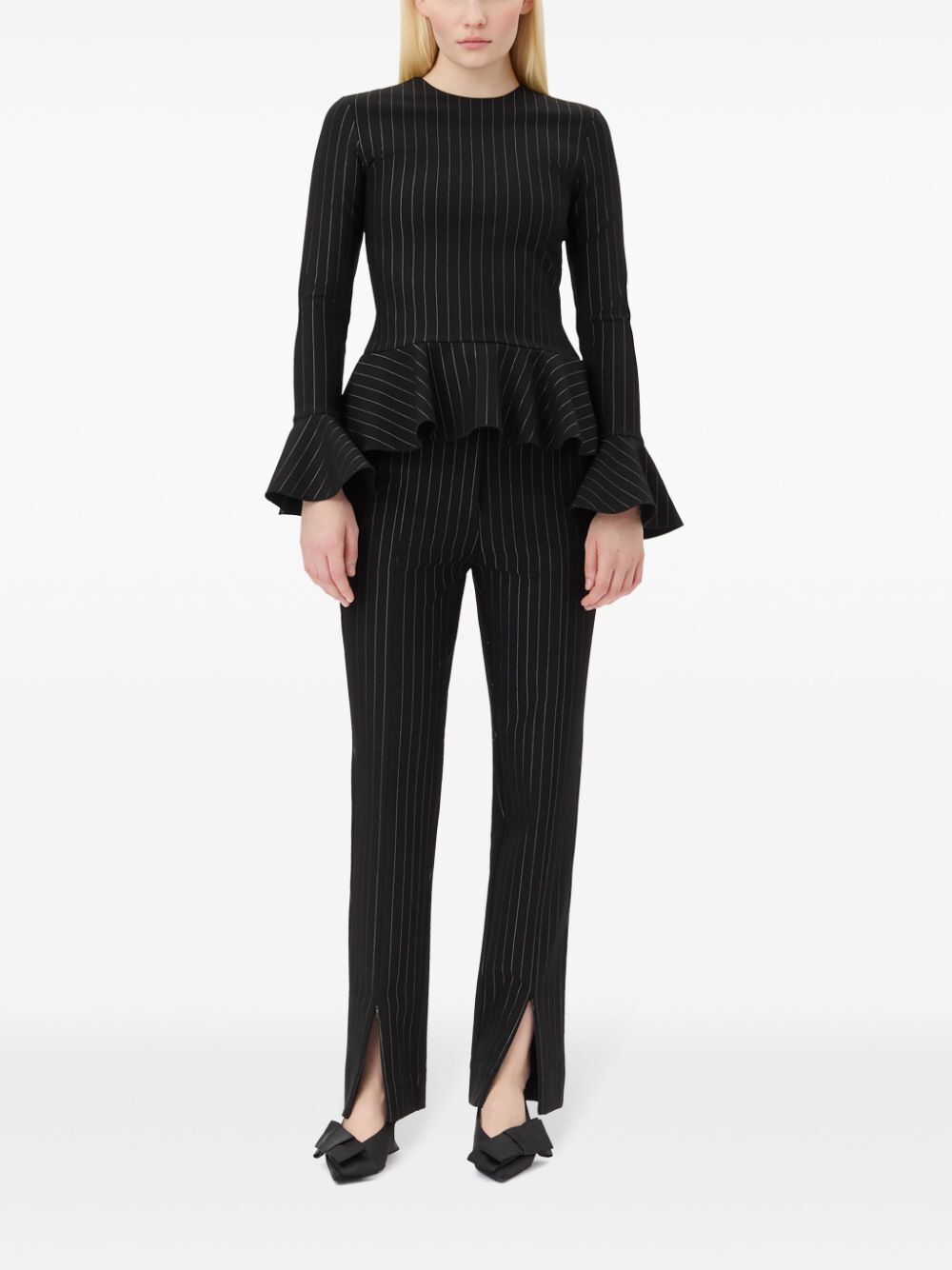 Compact Stripe Jersey Peplum Blouse