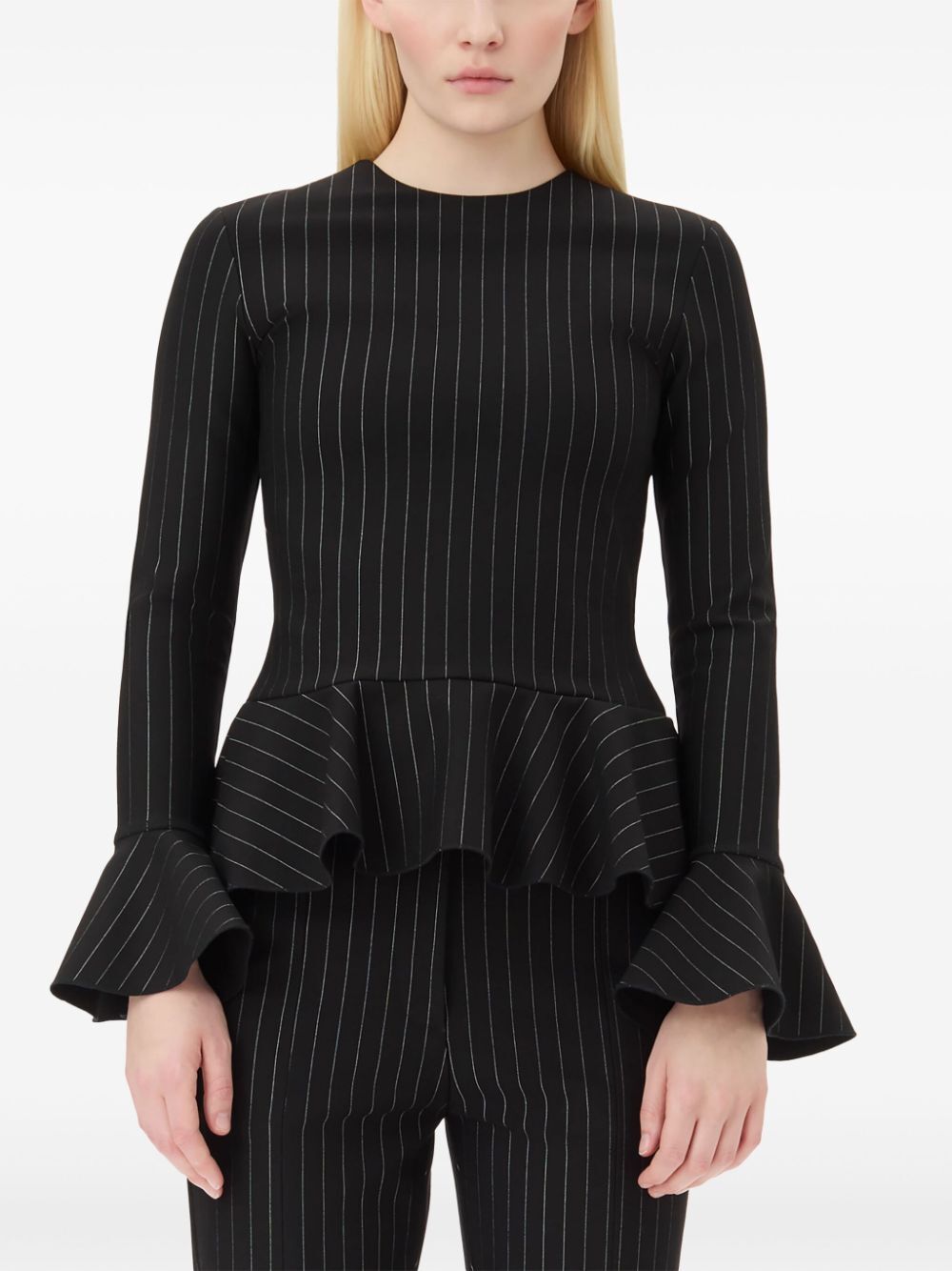 Compact Stripe Jersey Peplum Blouse