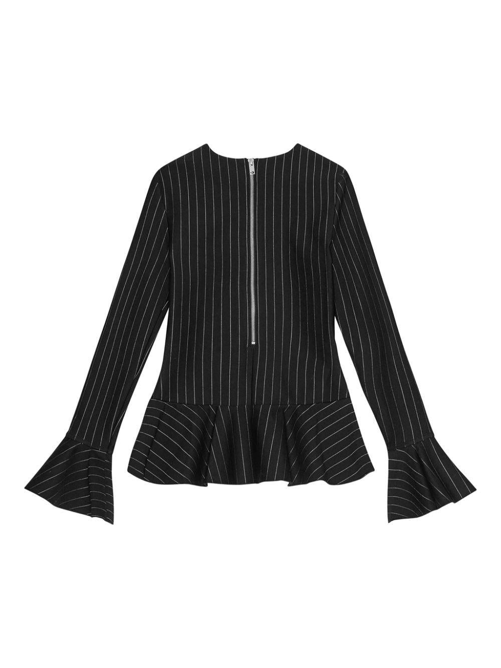 Compact Stripe Jersey Peplum Blouse
