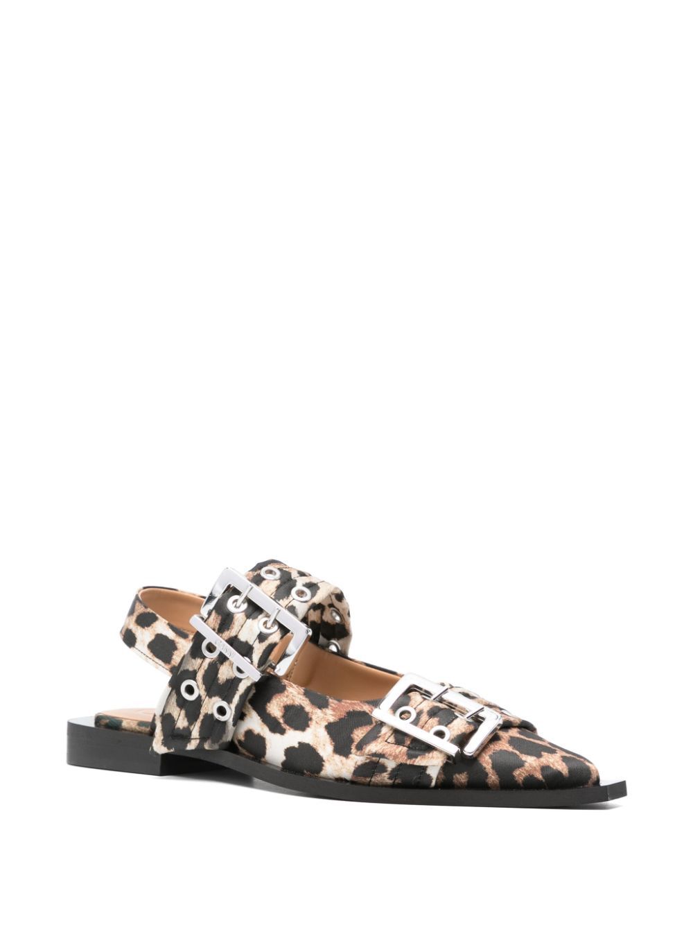 Feminine Buckle Ballerina Satin Print