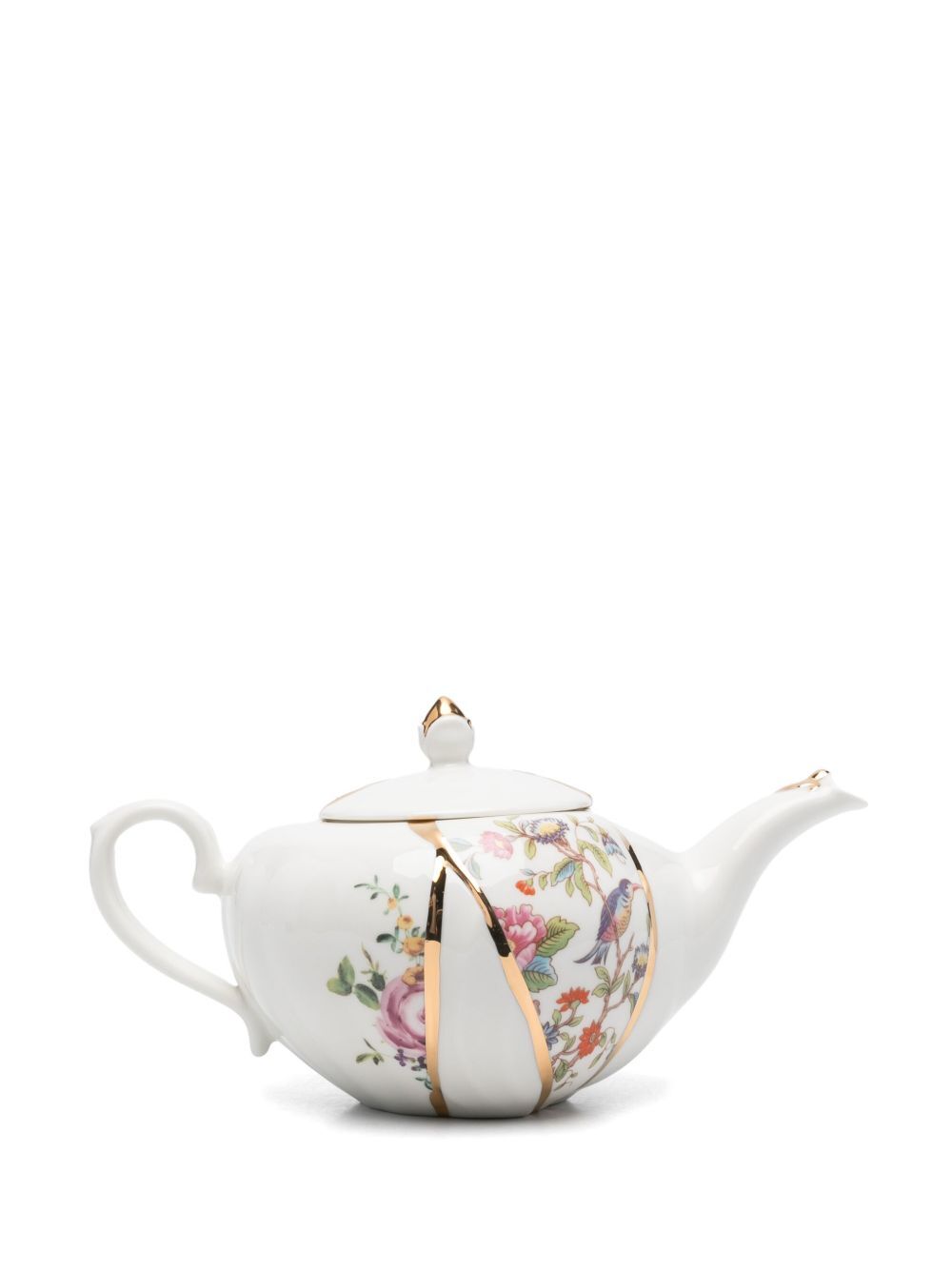 "KINTSUGI" TEIERA IN PORCELLANA E ORO  26X15,4 H. 10,9 CM