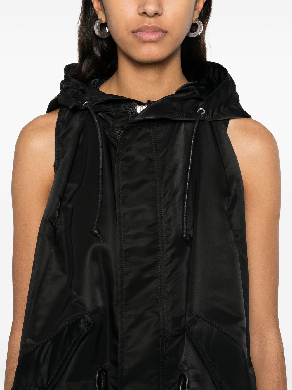 Nylon Twill Hoodie Vest