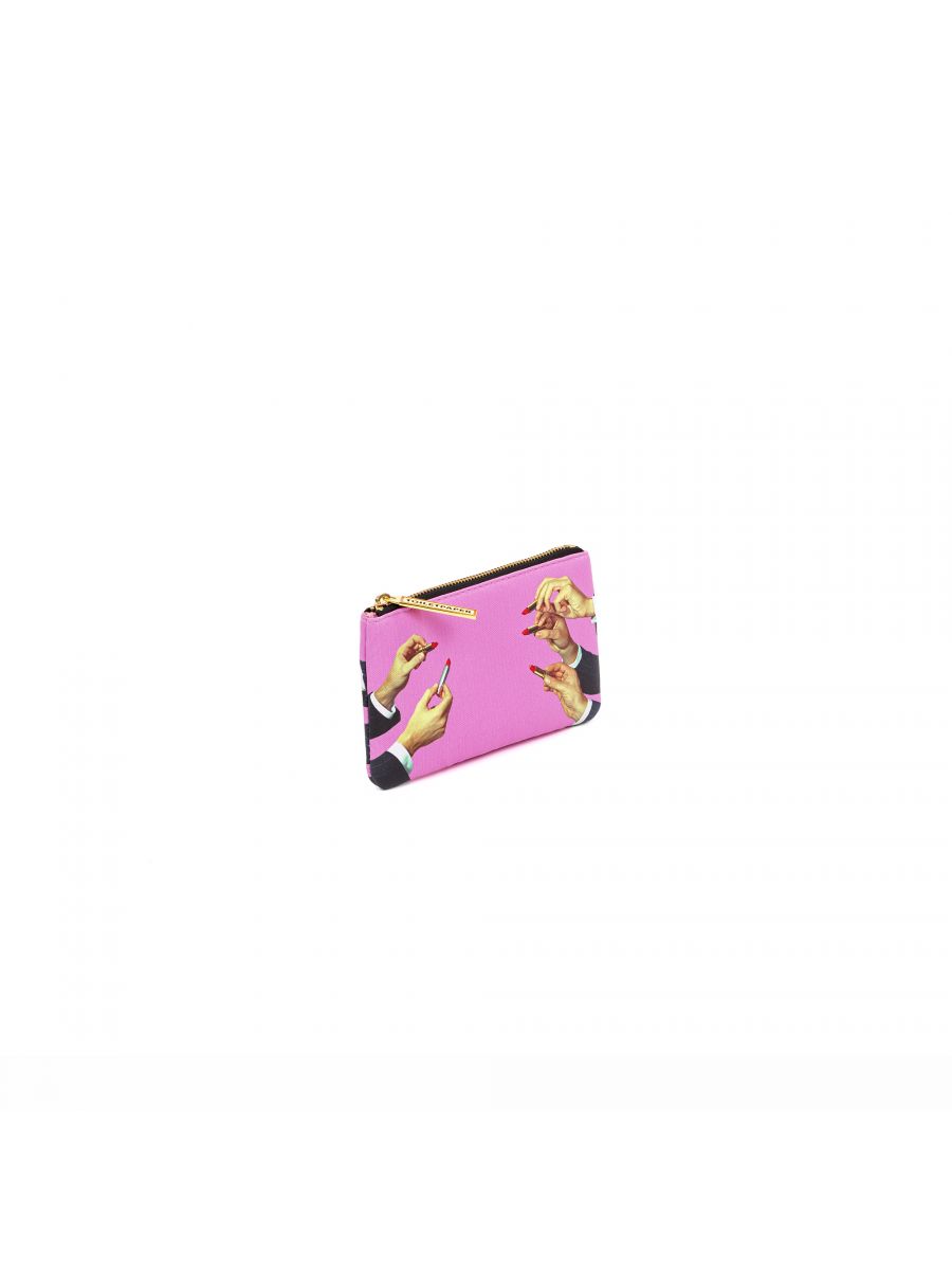 ASTUCCIO IN PU STAMPATO "TOILETPAPER" Cm. 15,5x9,5 - LIPSTICKS PINK