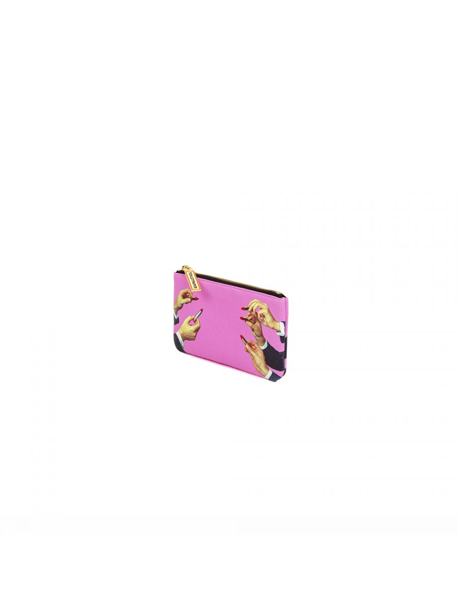 ASTUCCIO IN PU STAMPATO "TOILETPAPER" Cm. 15,5x9,5 - LIPSTICKS PINK