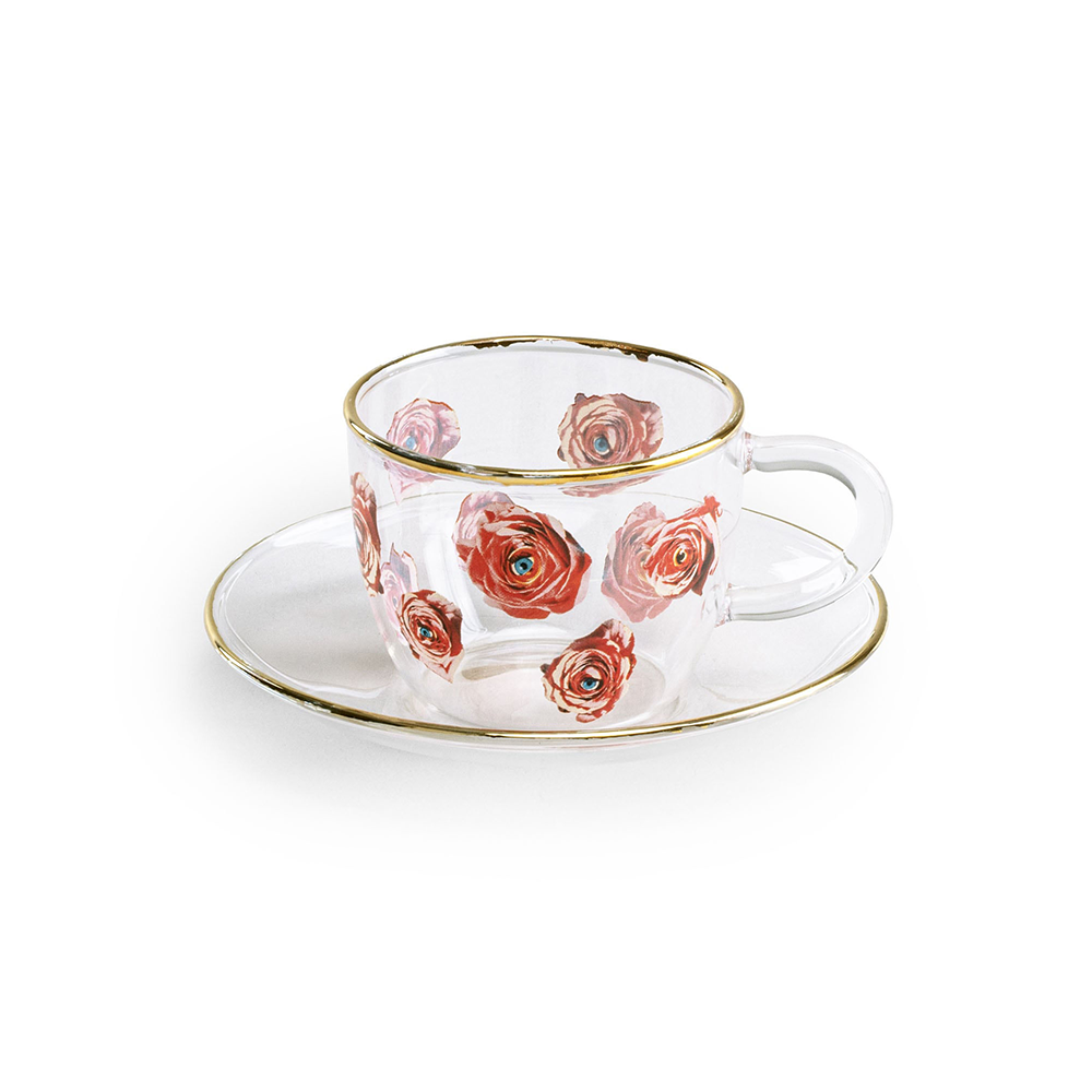 SET CAFFE IN VETRO - ROSES