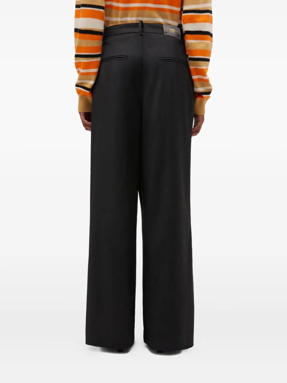 Calendered Wool Mid Waist Pants