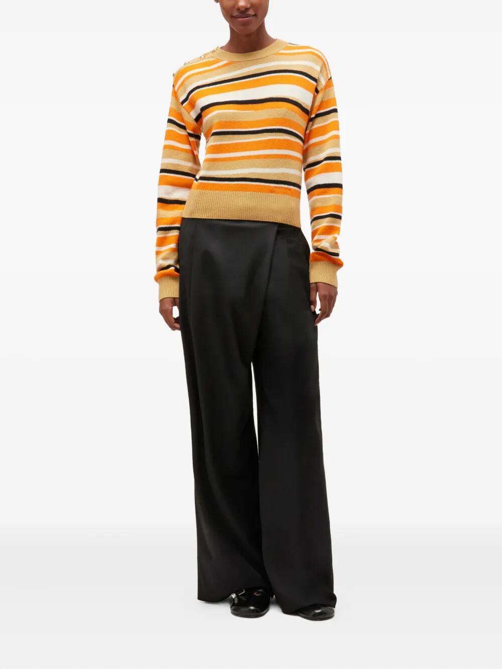 Calendered Wool Mid Waist Pants
