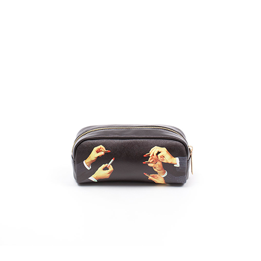 ASTUCCIO IN PU STAMPATO "TOILETPAPER" Cm. 20,5x7 h.9 - LIPSTICK BLACK