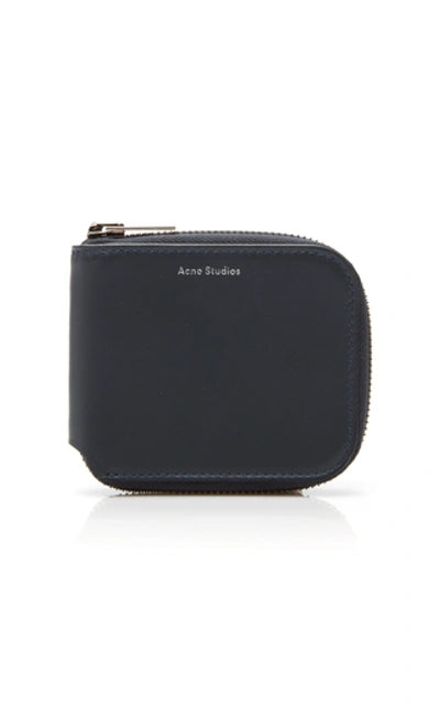 LOGO PRINT LEATHER ZIP AROUND WALLET