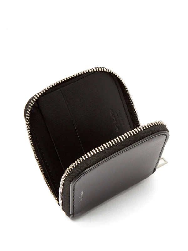 LOGO PRINT LEATHER ZIP AROUND WALLET