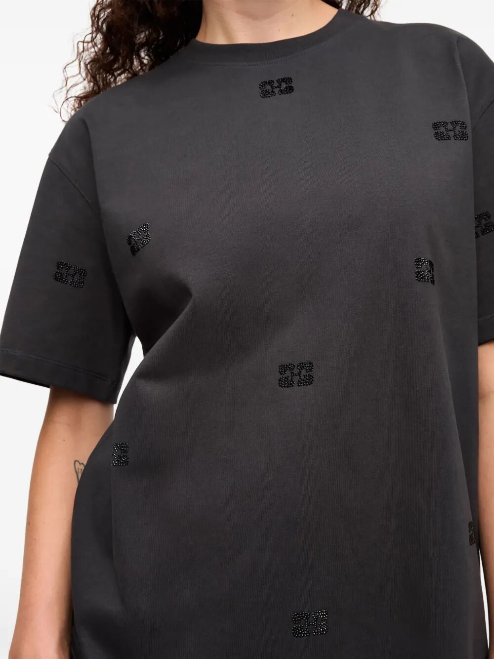 Heavy Cotton Rhinestone Drop Shoulder Tshirt