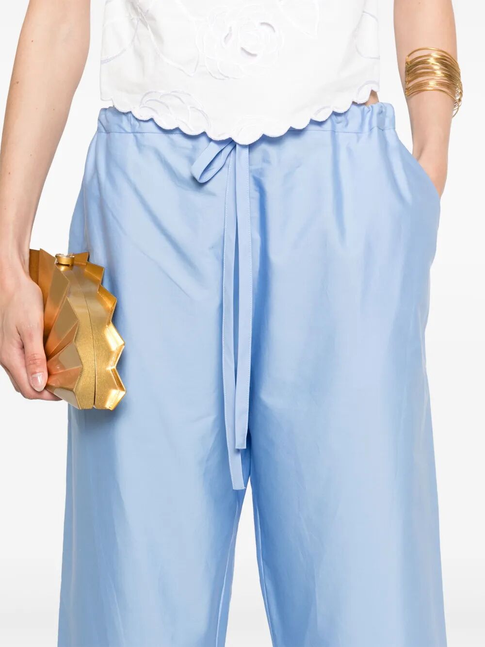 Pantaloni con pizzo san gallo