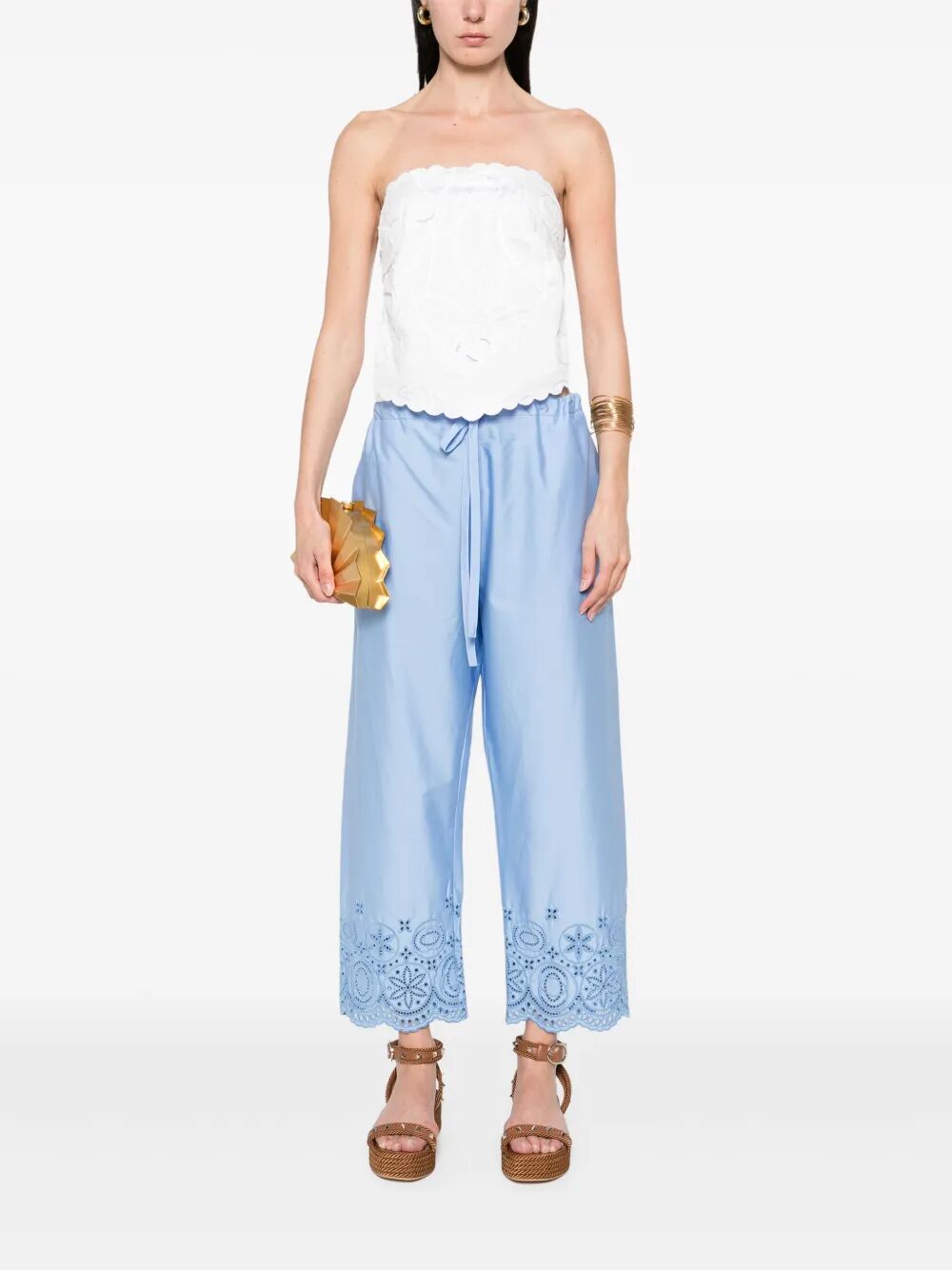 Pantaloni con pizzo san gallo