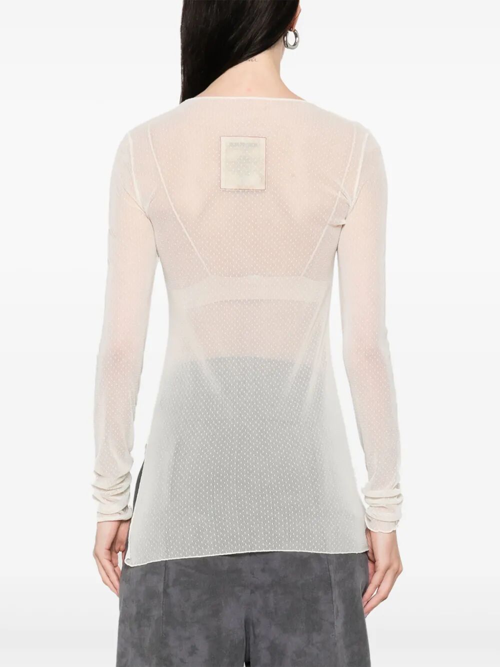 Top in mesh a maniche lunghe