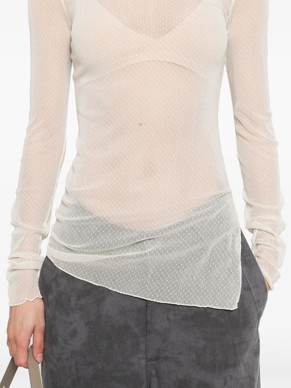 Top in mesh a maniche lunghe