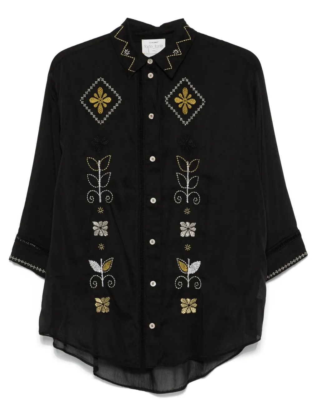 Camicia a maniche lunghe con decoro
