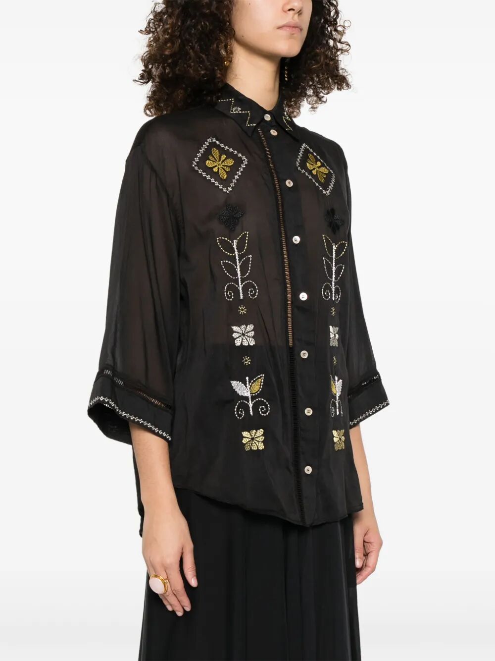 Camicia a maniche lunghe con decoro