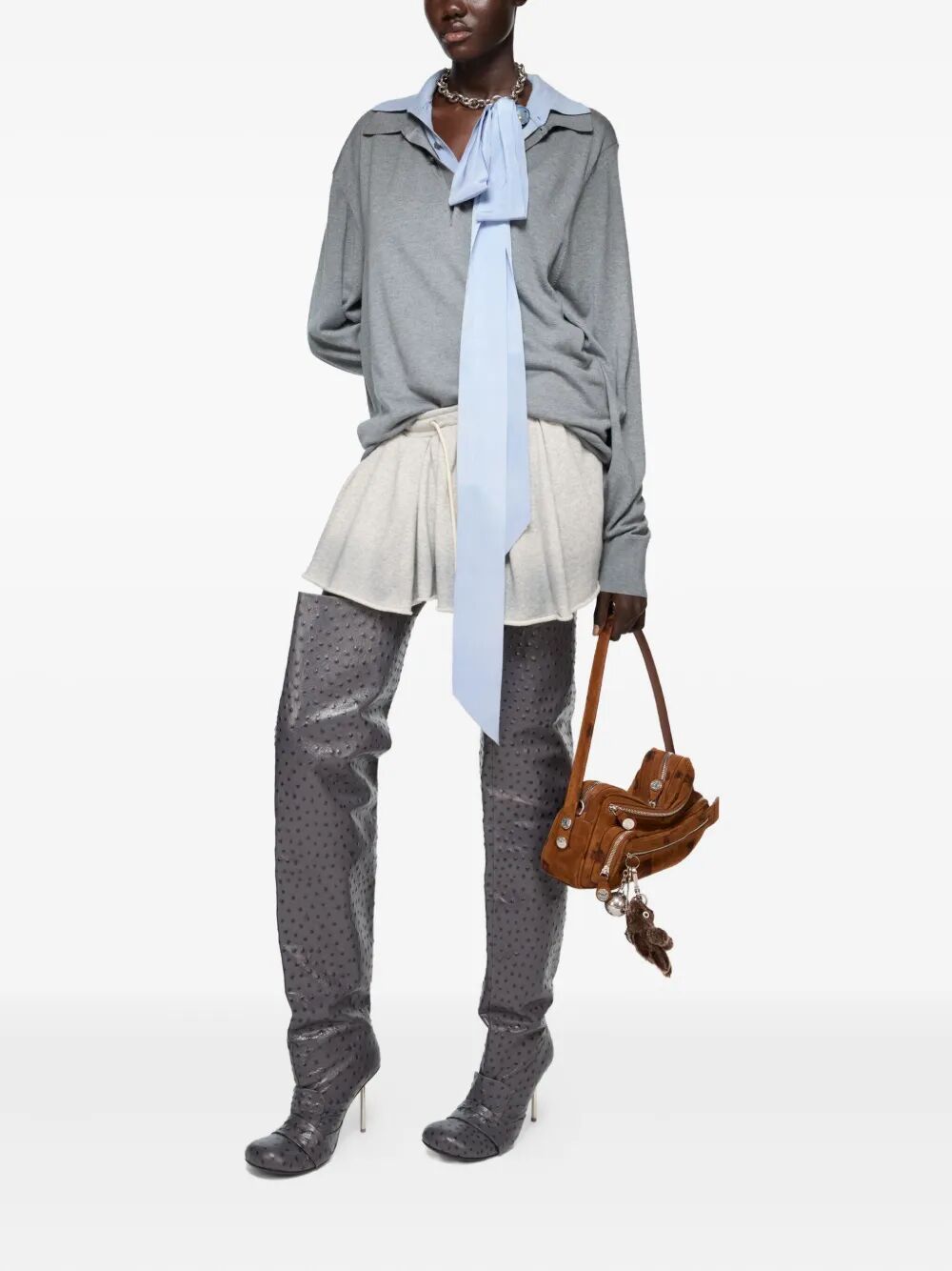 Pullover con doppio colletto