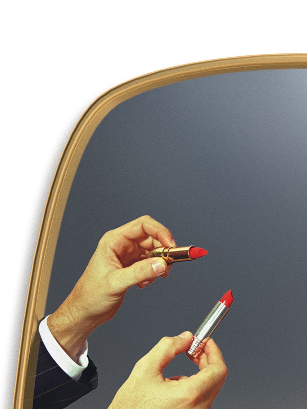 SPECCHIO CON CORNICE LEGNO "TOILETPAPER" Cm.54 h.59 - LIPSTICKS