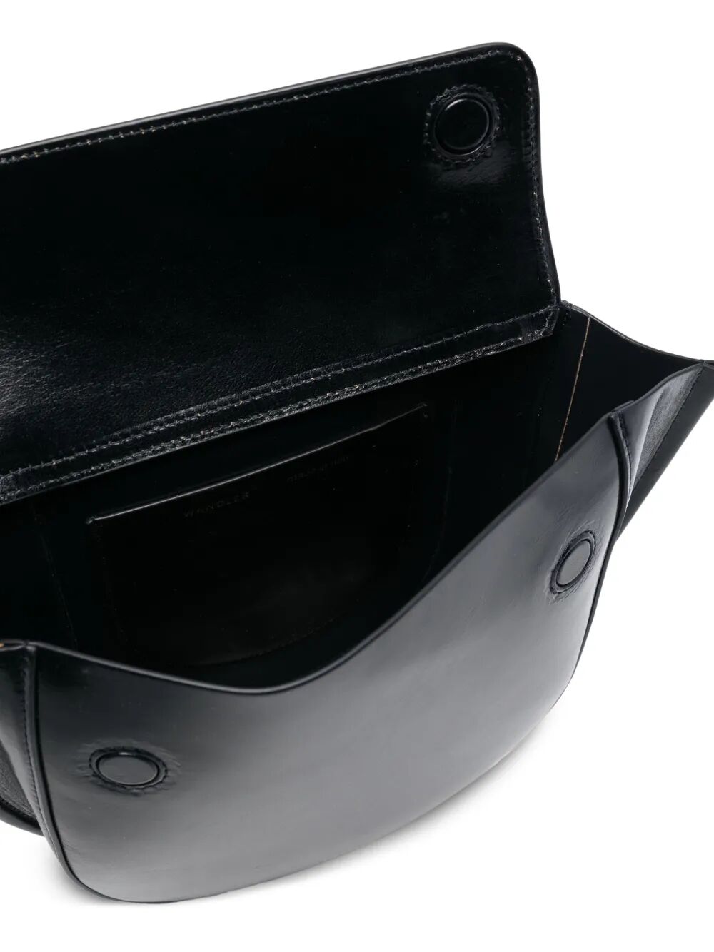 Borsa a forma di sella in pelle lucida con taschino