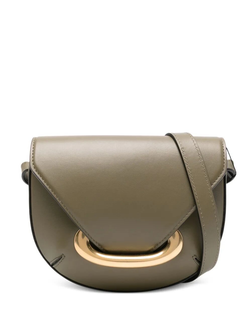 Borsa in pelle  color verde oliva con chiusura in oro e tracolla