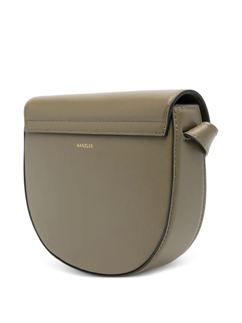 Borsa in pelle  color verde oliva con chiusura in oro e tracolla