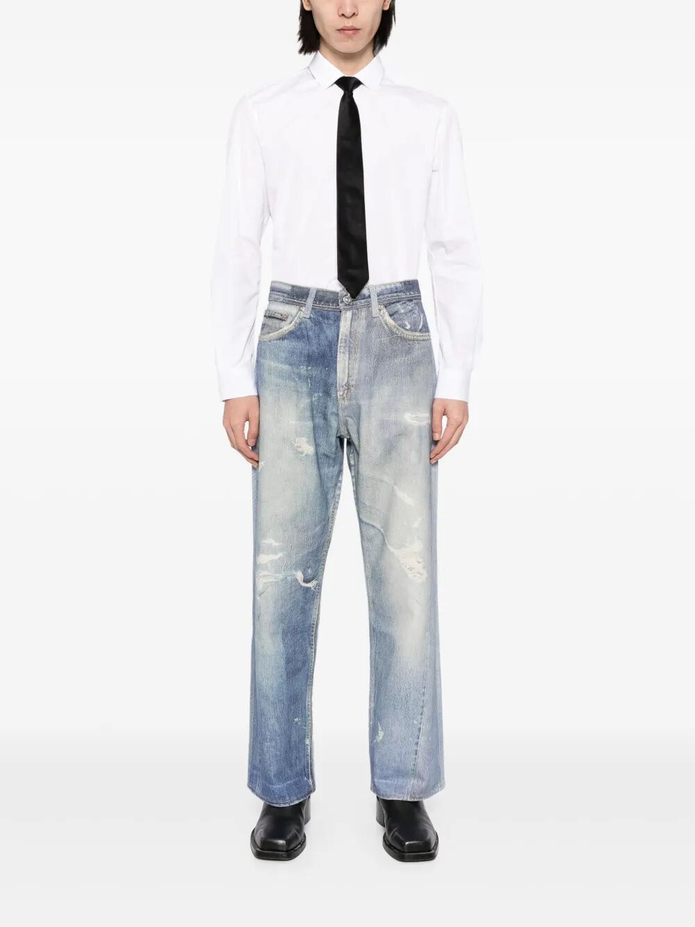 Jeans loose fit effetto vintage wash