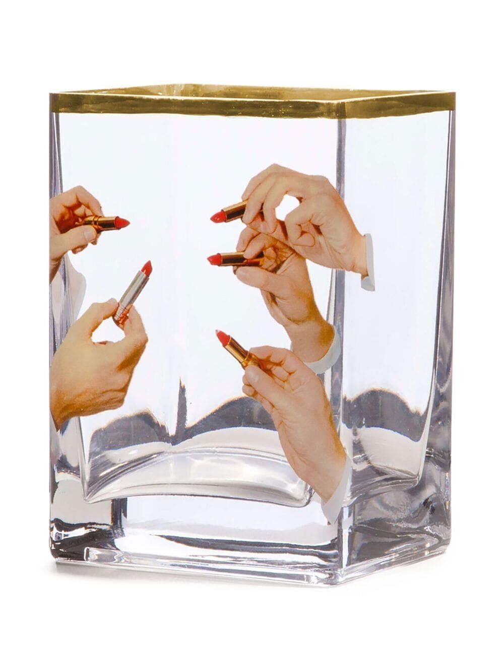 VASO IN VETRO "TOILETPAPER" Cm. 10x8 h.14 - LIPSTICKS