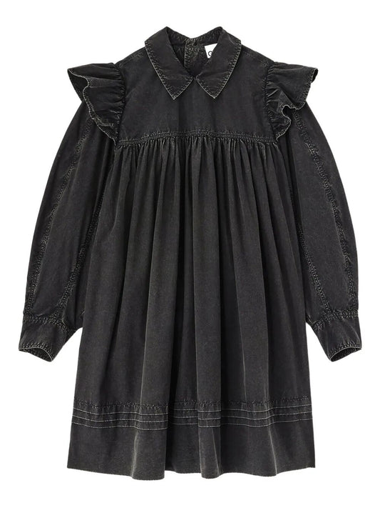 Garment Dyed Cotton Mini Frill Dress
