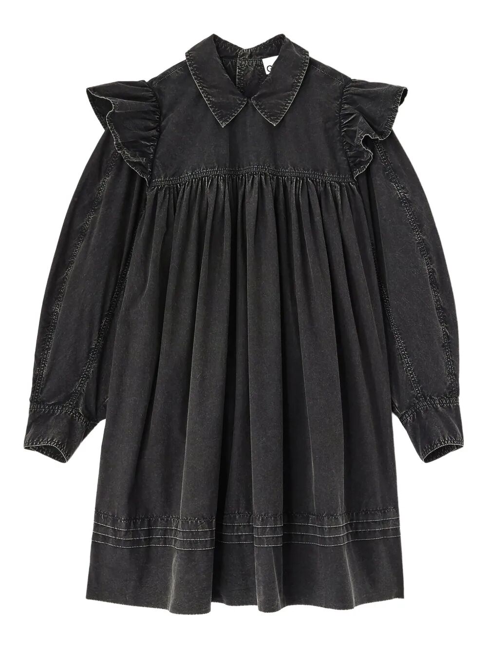 Garment Dyed Cotton Mini Frill Dress
