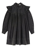 Garment Dyed Cotton Mini Frill Dress