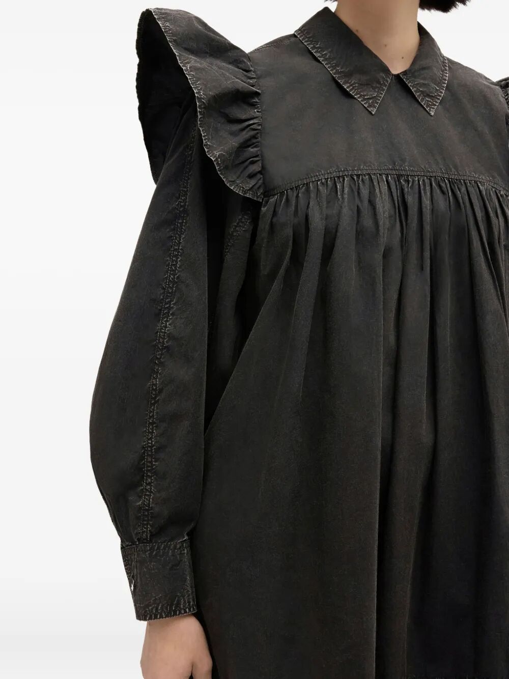Garment Dyed Cotton Mini Frill Dress
